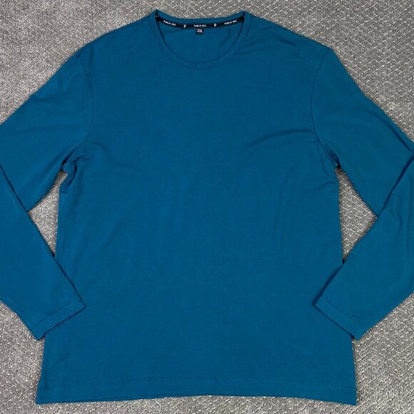 Public Rec Shirt Men's 2XL Teal Blue Long Sleeve Performance Wear Gym Stretch - Picture 1 of 10